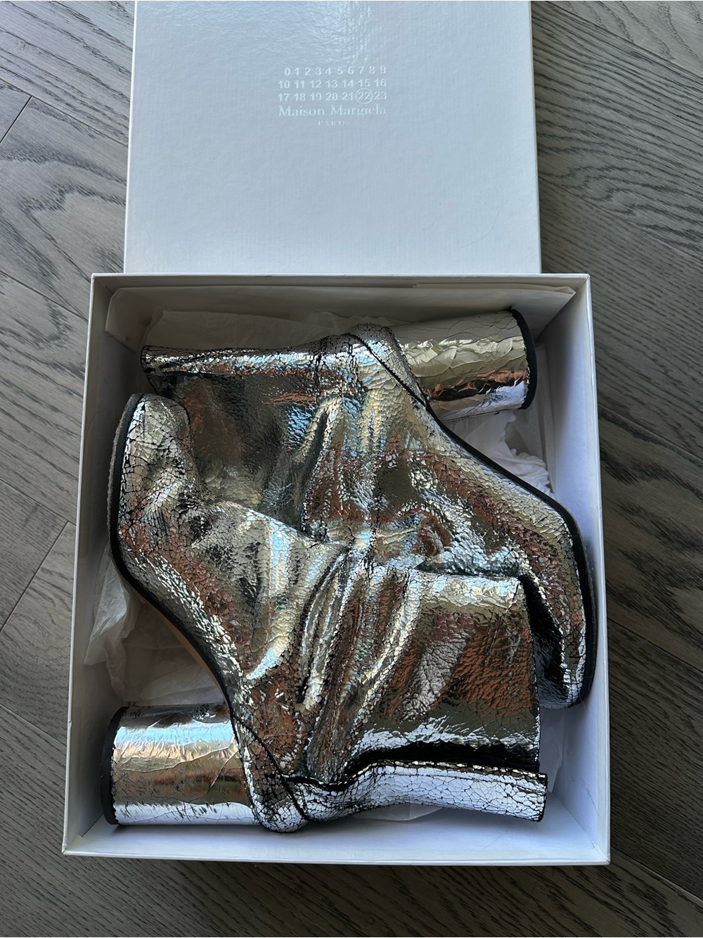 Martin Margiela Cracked Silver Tabi Boots
